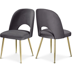 Meridian Furniture Logan Velvet Dining Chair with Brushed Gold Ball Leg Design (Set of 2)