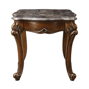ACME Miyeon Marble/Wood End Table, Gray/Cherry