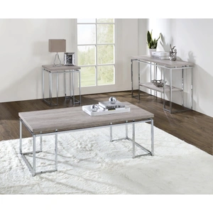 ACME Chafik Wood Sofa Table w/Shelf, Natural Oak