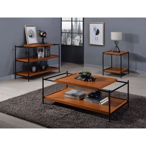 ACME Oaken Wood Rectangular Storage Coffee Table, Honey Oak