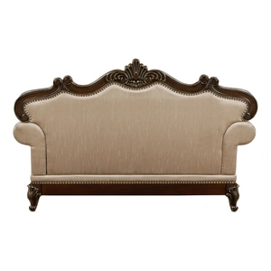 Homelegance Balthasar Chenille/Faux Crystal Loveseat, Brown/Cherry