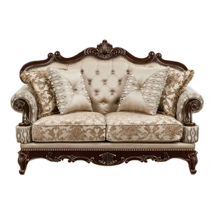 Homelegance Balthasar Chenille/Faux Crystal Loveseat, Brown/Cherry