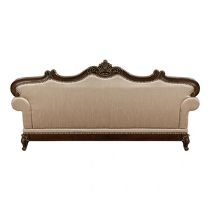 Homelegance Balthasar Chenille/Faux Crystal Sofa, Brown/Cherry