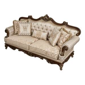 Homelegance Balthasar Chenille/Faux Crystal Sofa, Brown/Cherry