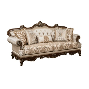 Homelegance Balthasar Chenille/Faux Crystal Sofa, Brown/Cherry