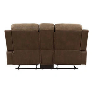Homelegance Glendale Microfiber Double Glider Reclining Loveseat with Center Console, Brown