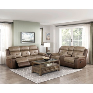 Homelegance Glendale Microfiber Double Reclining Living Room Set, Brown