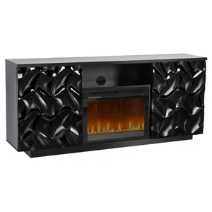 Modern Art SM Adrianna Fireplace Console w/2 Doors, Black