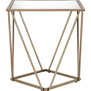 ACME Fogya Mirror/Metal Square End Table, Champagne Gold