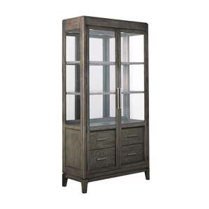 Kincaid Cascade Harrison Wood Display Cabinet w/4 Drawers & 2 Doors, Grey