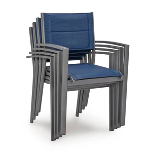 Ashley Furniture Rocky Creek 4-Piece Aluminum Sling Armchair, Blue/Gray