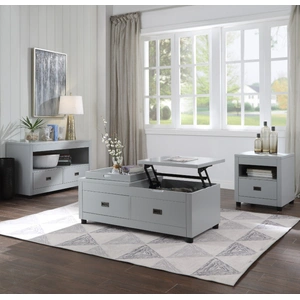 ACME Eleanor Wood Square Storage End Table, Dove Gray