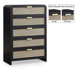 Meridian Furniture Sage 5-Drawer Wood Chest with Natural Cane Drawer Front