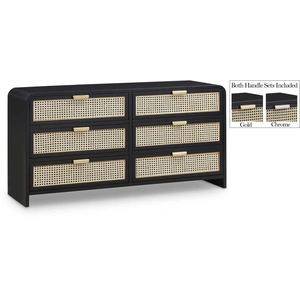 Meridian Furniture Sage 6-Drawer Wood Dresser with Natural Cane Drawer Front
