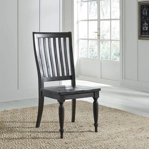 Liberty Furniture Harvest Home Wood Slat Back Side Chair, Chalkboard (Set of 2)