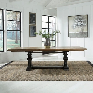 Liberty Furniture Harvest Home Rectangular Wood Extendable Trestle Dining Table, Chalkboard