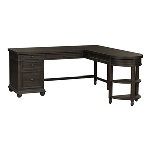 Liberty Furniture Harvest Home L-Shaped Wood 7-Drawer Desk Set w/Hutch & Charging Station, Chalkboard