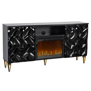 Modern Art SM Adrianna Fireplace Console w/2 Doors, Black