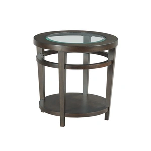 Hammary Urbana Wood/Glass Round End Table, Dark Oak