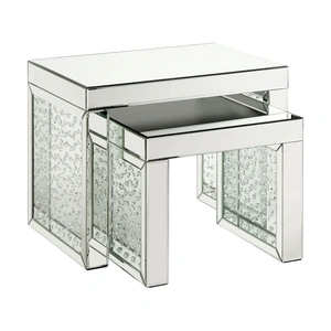 ACME Glam Nysa 88065+88066 Mirrored/Faux Crystals Accent Table Set