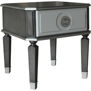 ACME House Beatrice Wood Square End Table w/Drawer, Charcoal/Light Gray