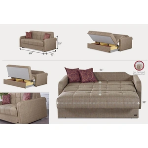 Empire Furniture, USA Madrid Fabric Storage Sofabed, Brown