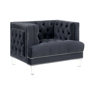 ACME Ansario Velvet Tufted Chair, Black