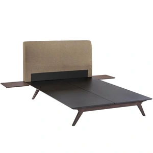 Modway Furniture Tracy 3-Pc Fabric Platform Queen Size Bedroom Set, Composition 1, Cappuccino/Latte