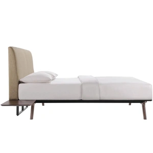Modway Furniture Tracy 3-Pc Fabric Platform Queen Size Bedroom Set, Composition 1, Cappuccino/Latte