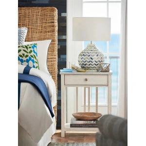 Universal Furniture Wood Stone Top Bedside Table w/Drawer, Sandbar