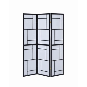 Coaster Katerina 3-Panel Folding Floor Screen, White/Black