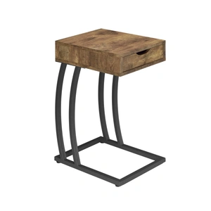 Coaster Troy Wood Veneer Accent Table with Power Outlet, Antique Nutmeg/Gunmetal