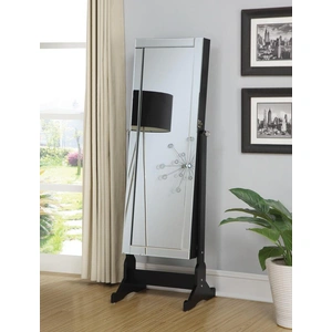 Coaster Cortez Storage Jewelry Cheval Mirror, Black