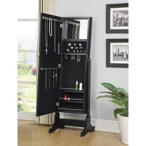 Coaster Cortez Storage Jewelry Cheval Mirror, Black