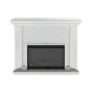 ACME Glam Nysa 90204 Mirror/Faux Crystals LED Fireplace w/ Adjustable Temperature & Timer