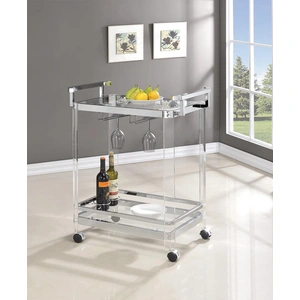 Coaster Jefferson 2-tier Glass Serving Cart, Clear Acrylic/Chrome
