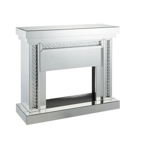 ACME Glam Nysa 90272 Mirror/Faux Crystals LED Fireplace w/ Adjustable Temperature & Timer