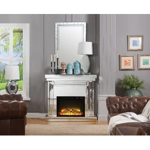 ACME Glam Nysa 90272 Mirror/Faux Crystals LED Fireplace w/ Adjustable Temperature & Timer