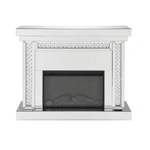 ACME Glam Nysa 90272 Mirror/Faux Crystals LED Fireplace w/ Adjustable Temperature & Timer
