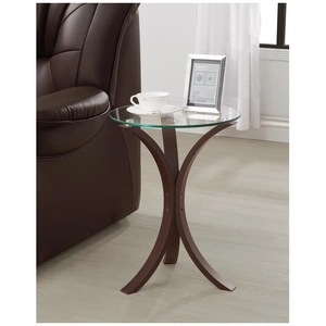 Coaster Edgar Tempered Glass Round Accent Table, Clear/Cappuccino
