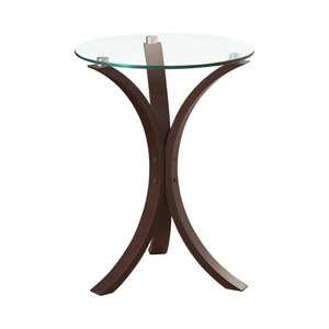 Coaster Edgar Tempered Glass Round Accent Table, Clear/Cappuccino