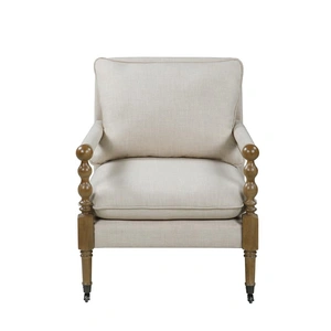 Coaster Monaghan Linen Fabric Accent Chair with Casters in Beige