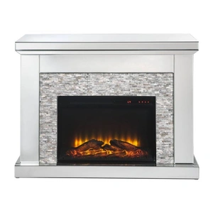 ACME Glam Laksha 90522 Mirror/Stone LED Fireplace w/ Adjustable Temperature & Timer