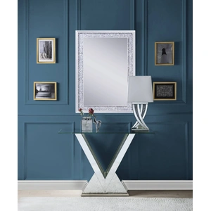 ACME Glam Noralie 90670 Mirrored/Faux Diamonds Console Table