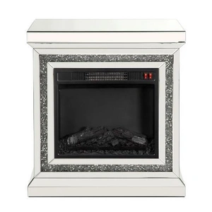ACME Glam Noralie 90868 Mirror/Faux Diamonds LED Fireplace w/ Remote Control & Timer
