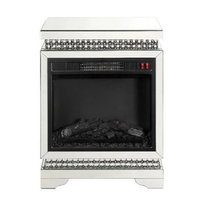 ACME Glam Lotus 90870 Mirror/Faux Diamonds LED Fireplace w/ Remote Control & Timer