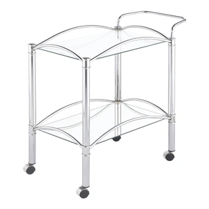 Coaster Shadix 2-tier Serving Cart with Glass Top, Clear/Chrome