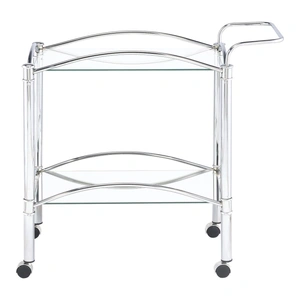 Coaster Shadix 2-tier Serving Cart with Glass Top, Clear/Chrome