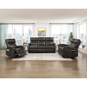 Homelegance Allen Faux Leather Double Reclining Living Room Set, Espresso