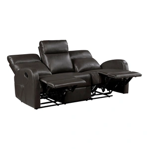 Homelegance Allen Faux Leather Double Reclining Sofa, Espresso